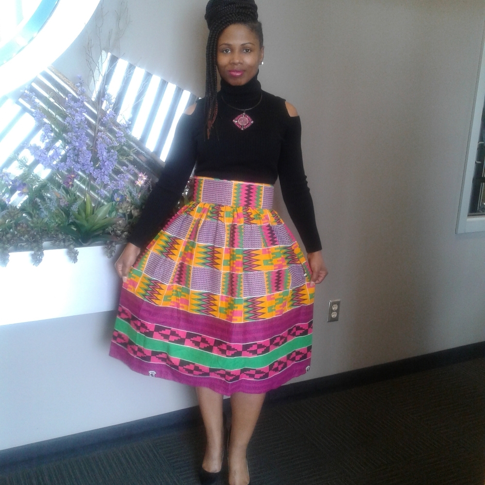 African Print Midi Skirt